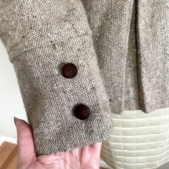Vintage tweed and velvet wool blazer coat 4 S/M - Picture 8 of 10